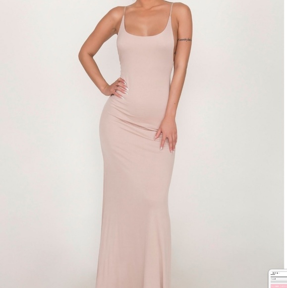 Open Back Cami Maxi Dress - Nude - Picture 6 of 7